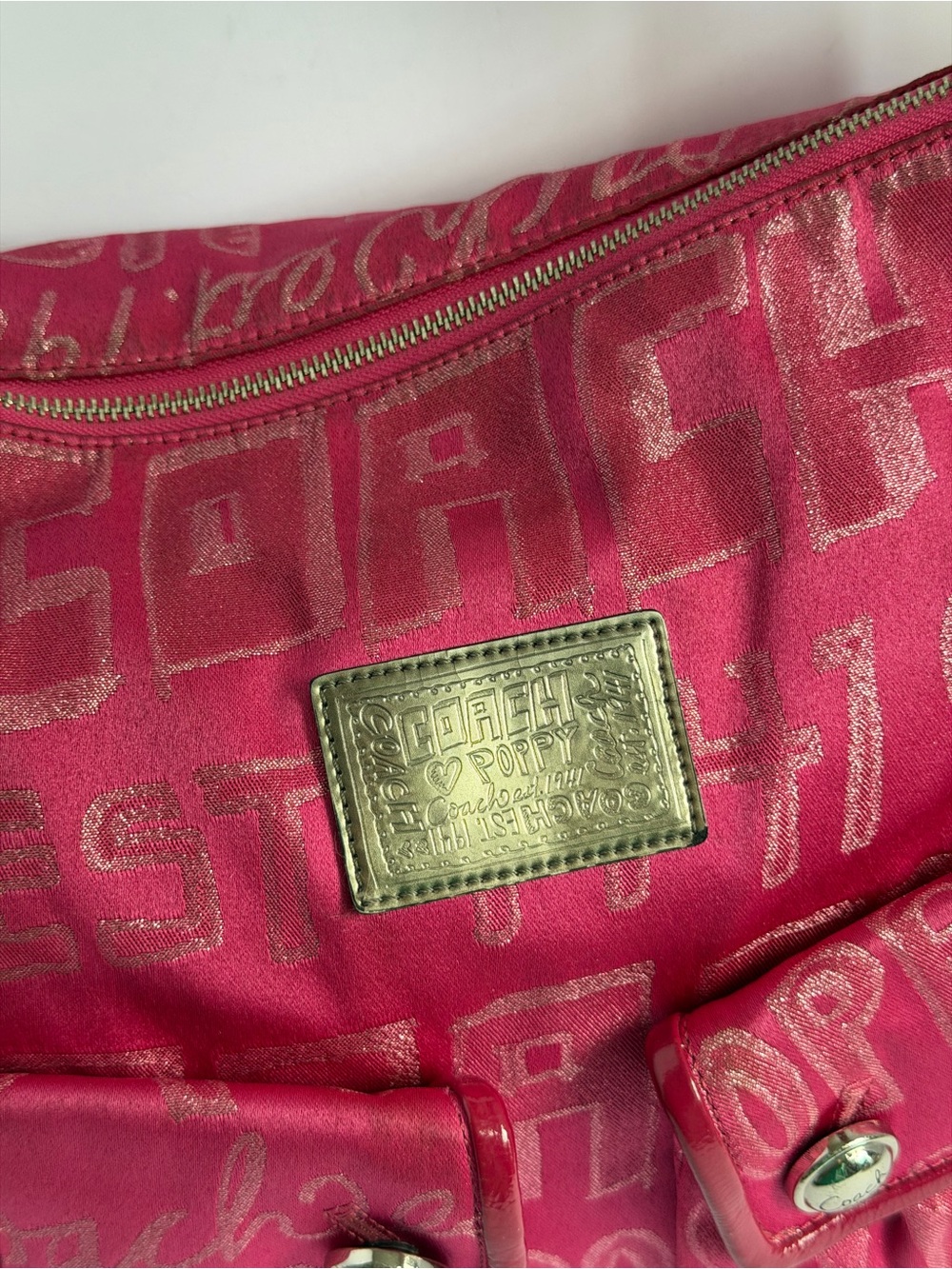 Coach Y2K Poppy Graffiti Story Patch Hot Pink Hobo Bag - Picture 6 of 15